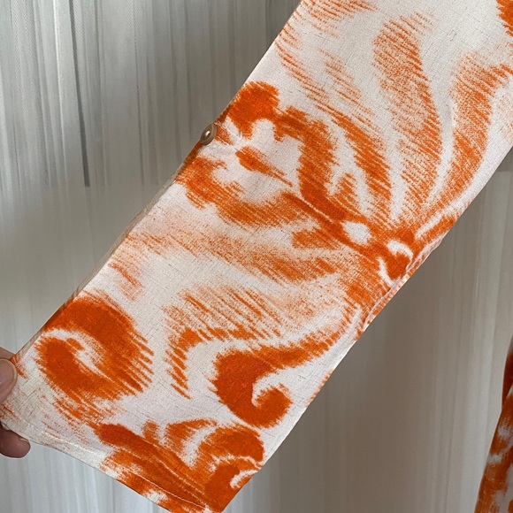 Anthropologie Fig + Flower Orange and White Patterned Summer Dress Size Large - Picture 4 of 17